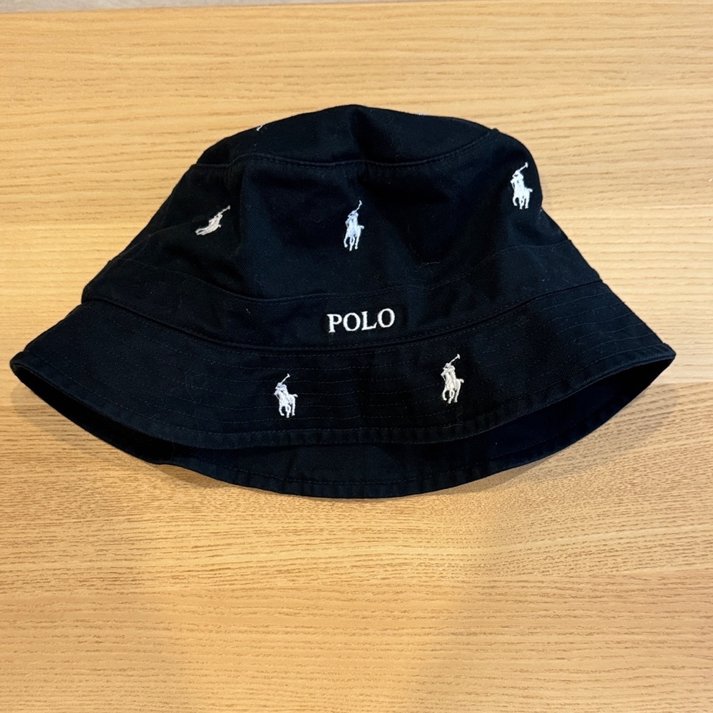 Polo Ralph Lauren Black Bucket Hat Pony pattern